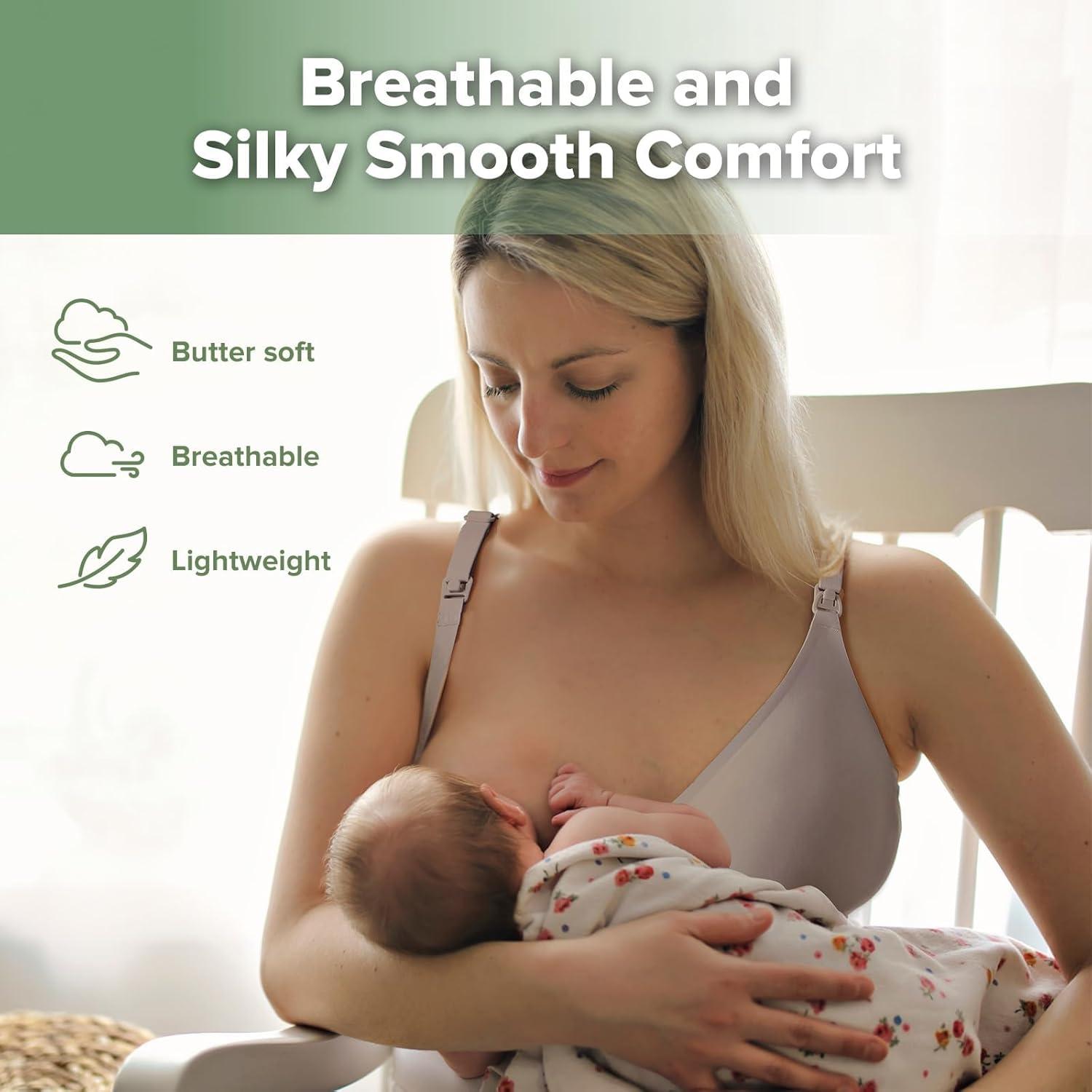 image:imagehaakaa Nursing Bras for Breastfeeding Ultra Comfort Jelly Strip Supportive Maternity Bras Wireless Pregnancy BrasAsh
