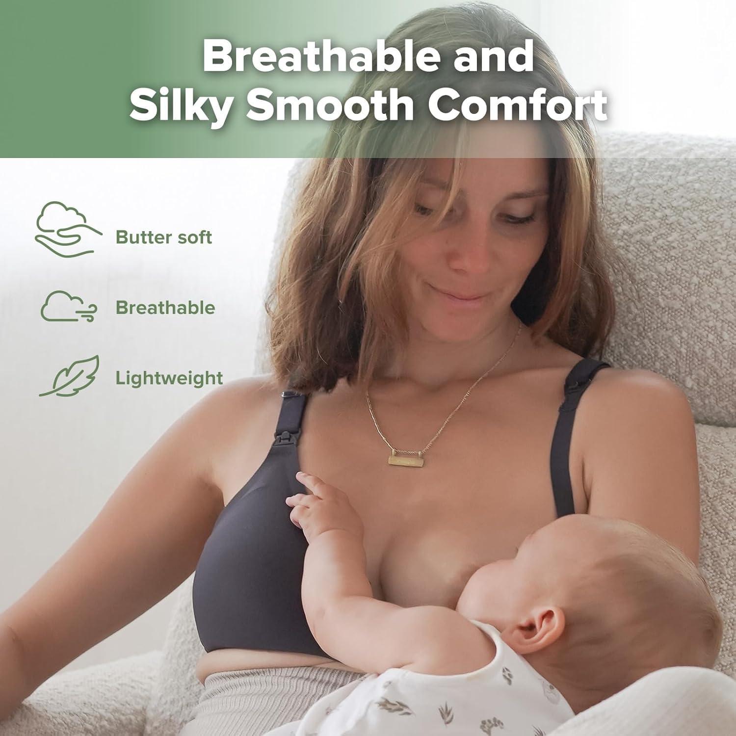 image:imagehaakaa Nursing Bras for Breastfeeding Ultra Comfort Jelly Strip Supportive Maternity Bras Wireless Pregnancy BrasBlack