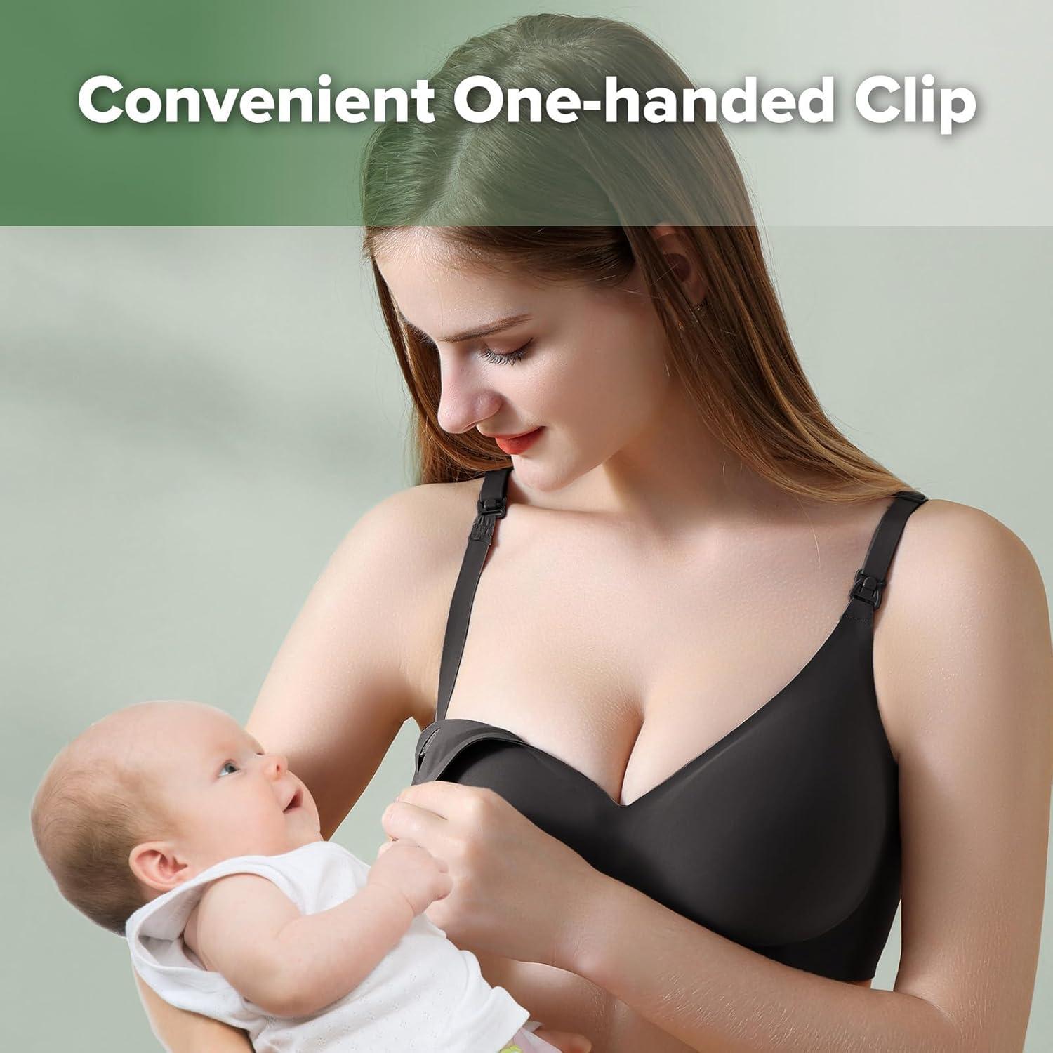 image:imagehaakaa Nursing Bras for Breastfeeding Ultra Comfort Jelly Strip Supportive Maternity Bras Wireless Pregnancy BrasBlack