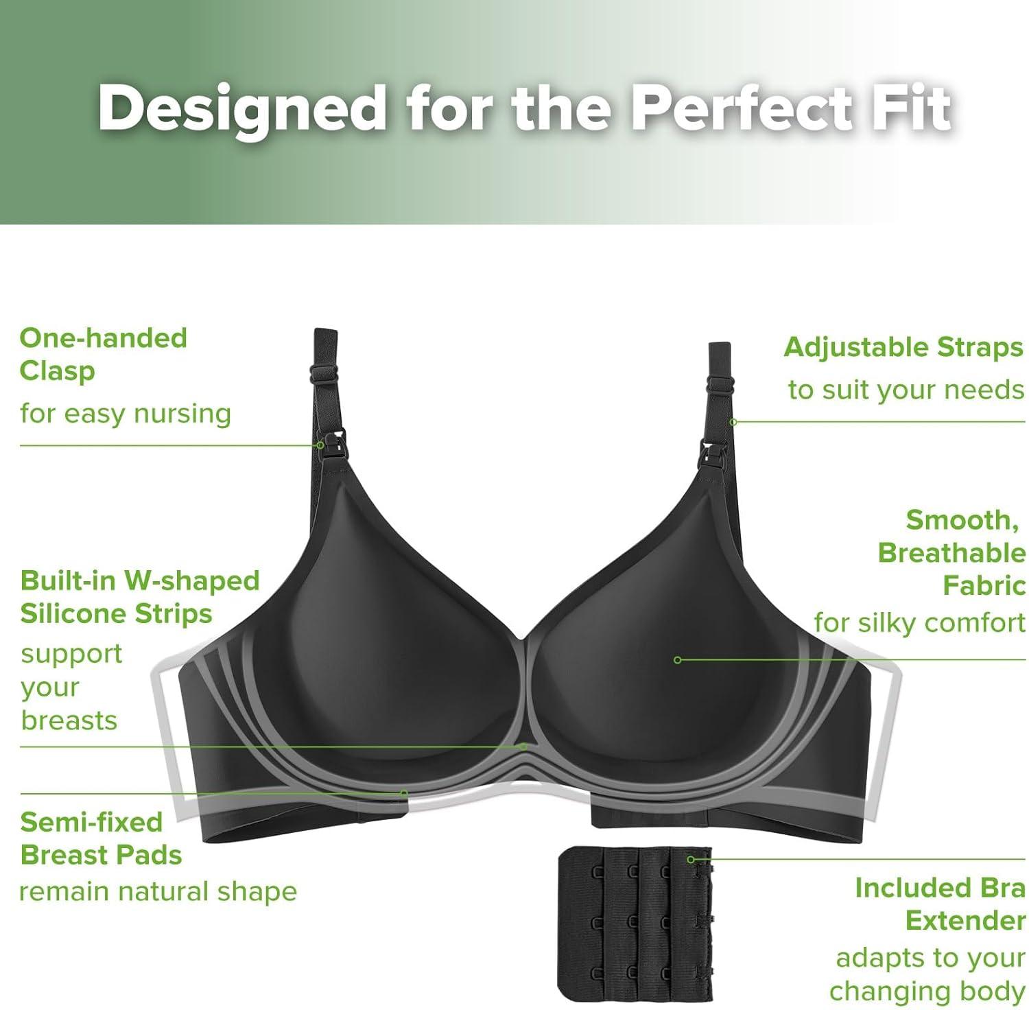 image:imagehaakaa Nursing Bras for Breastfeeding Ultra Comfort Jelly Strip Supportive Maternity Bras Wireless Pregnancy BrasBlack