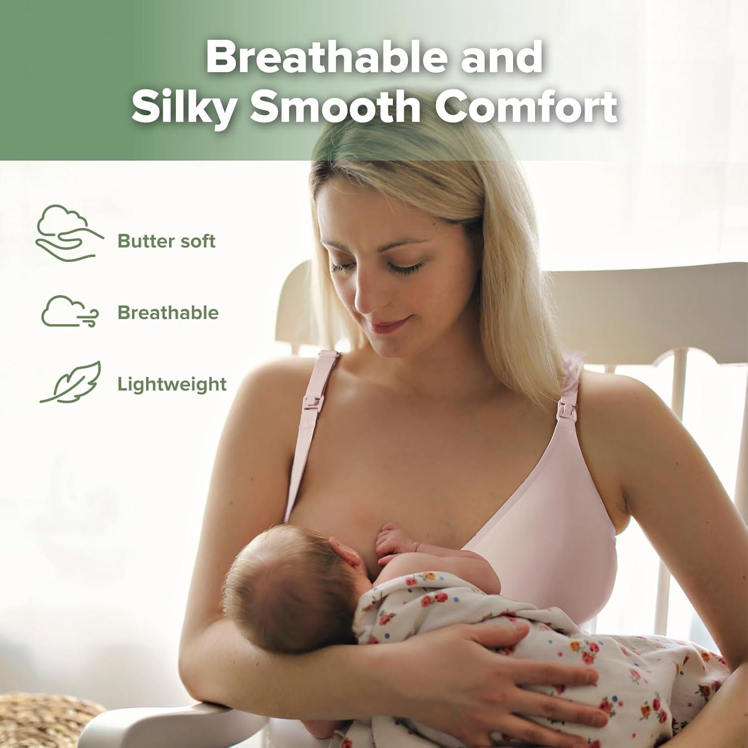 image:imagehaakaa Nursing Bras for Breastfeeding Ultra Comfort Jelly Strip Supportive Maternity Bras Wireless Pregnancy BrasBlush