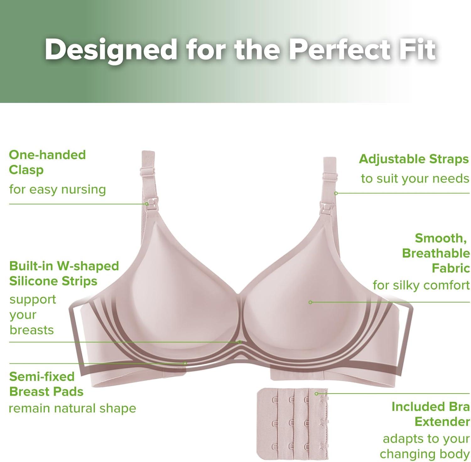 image:imagehaakaa Nursing Bras for Breastfeeding Ultra Comfort Jelly Strip Supportive Maternity Bras Wireless Pregnancy BrasBlush