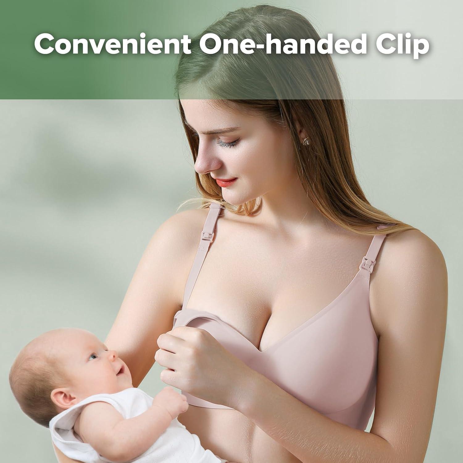 image:imagehaakaa Nursing Bras for Breastfeeding Ultra Comfort Jelly Strip Supportive Maternity Bras Wireless Pregnancy BrasBlush
