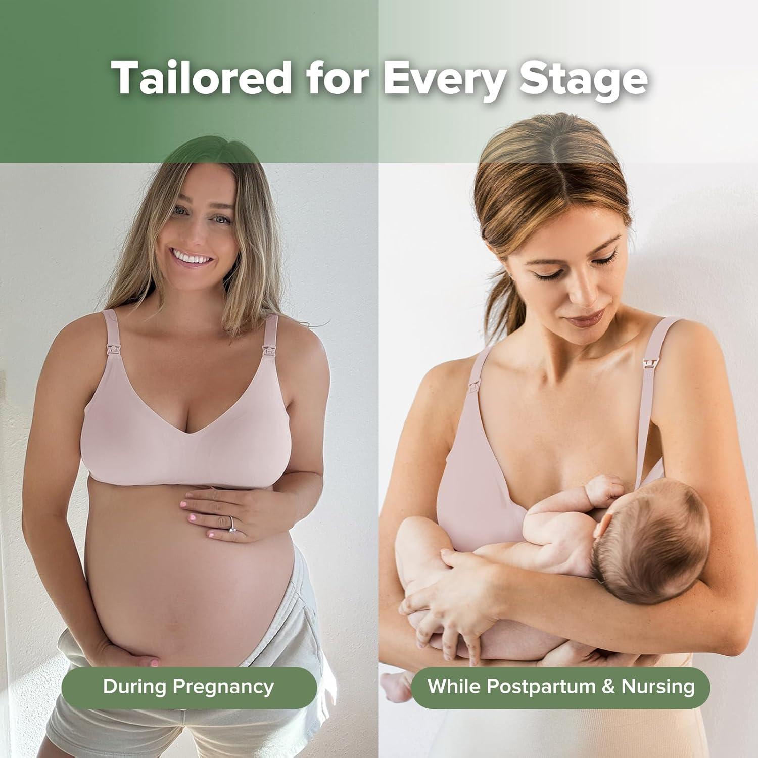 image:imagehaakaa Nursing Bras for Breastfeeding Ultra Comfort Jelly Strip Supportive Maternity Bras Wireless Pregnancy BrasBlush