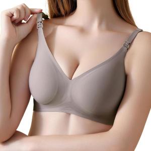 haakaa Nursing Bras for Breastfeeding, Ultra Comfort Jelly Strip“ Supportive Maternity Bras Wireless Pregnancy Bras(Ash)