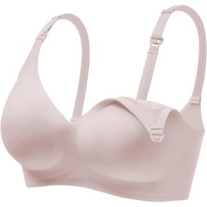 haakaa Nursing Bras for Breastfeeding, Ultra Comfort Jelly Strip“ Supportive Maternity Bras Wireless Pregnancy Bras(Blush)