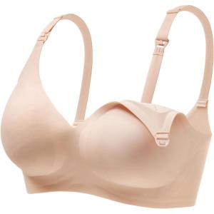 haakaa Nursing Bras for Breastfeeding, Ultra Comfort Jelly Strip“ Supportive Maternity Bras Wireless Pregnancy Bras(Cream)