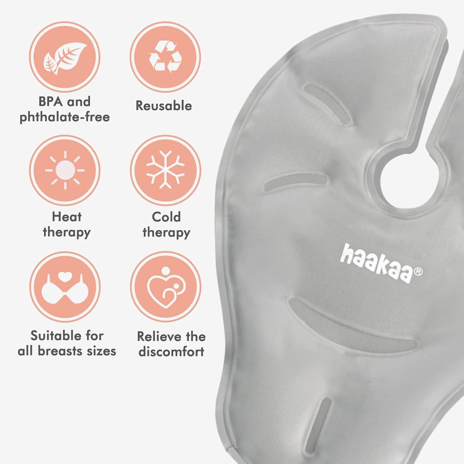 image:imageHaakaa Breast Therapy Packs Breast Ice Packs Breast Heating Pad Breastfeeding Essentials Improve Milk Flow Reduces Pain Relieve Blockages amp Mastitis 2pk Grey