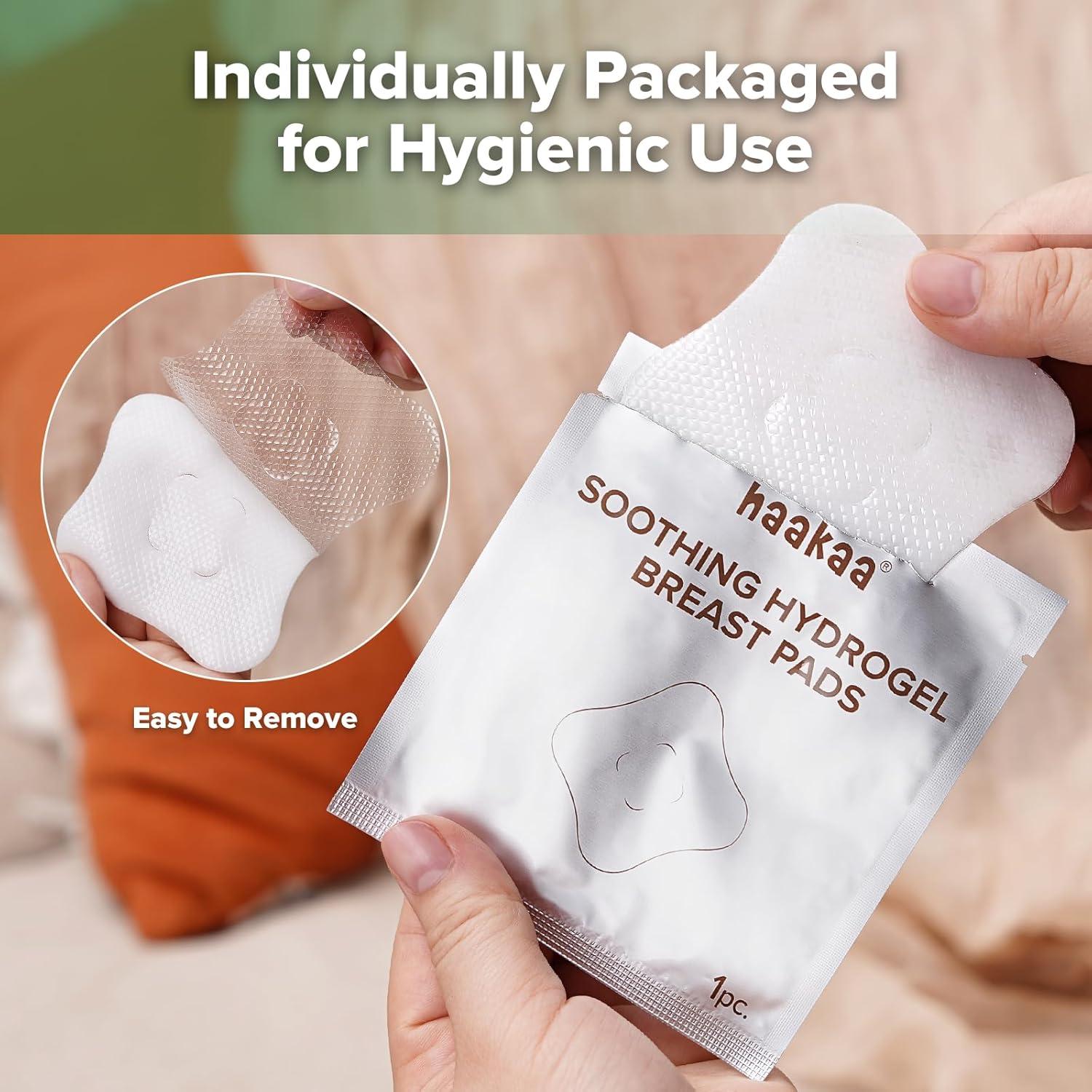 image:imagehaakaa Hydrogel Pads with Lanolin Instant Pain Relief for Cracked or Sore Nipples from Breastfeeding and Pumping Cooling Moisture Supports Natural Healing 8 PCSOne Size