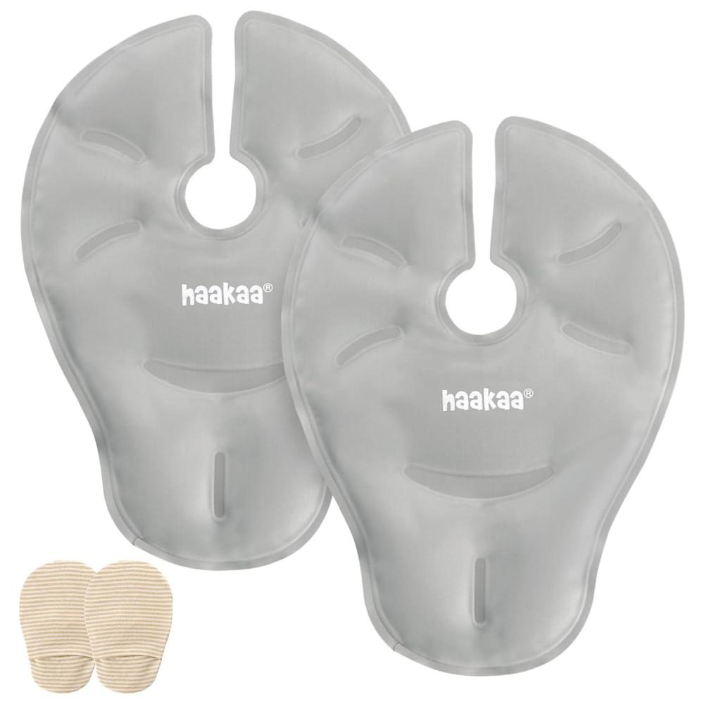 image:imageHaakaa Breast Therapy Packs Breast Ice Packs Breast Heating Pad Breastfeeding Essentials Improve Milk Flow Reduces Pain Relieve Blockages amp Mastitis 2pk Grey