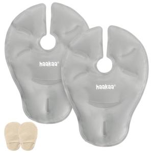Haakaa Breast Therapy Packs Breast Ice Packs Breast Heating Pad Breastfeeding Essentials, Improve Milk Flow, Reduces Pain, Relieve Blockages & Mastitis (2pk, Grey)
