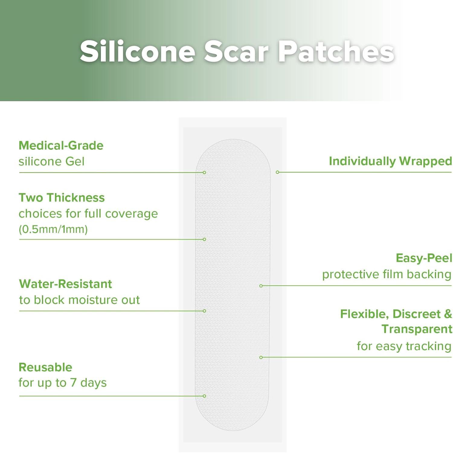 image:imagehaakaa C Section Scar Silicone Strips Silicone Scar Sheets for CSection and Keloid Scars Reusable MedicalGrade Silicone Scar Patches Includes Storage Board Two Thickness 05mm3 1mm3