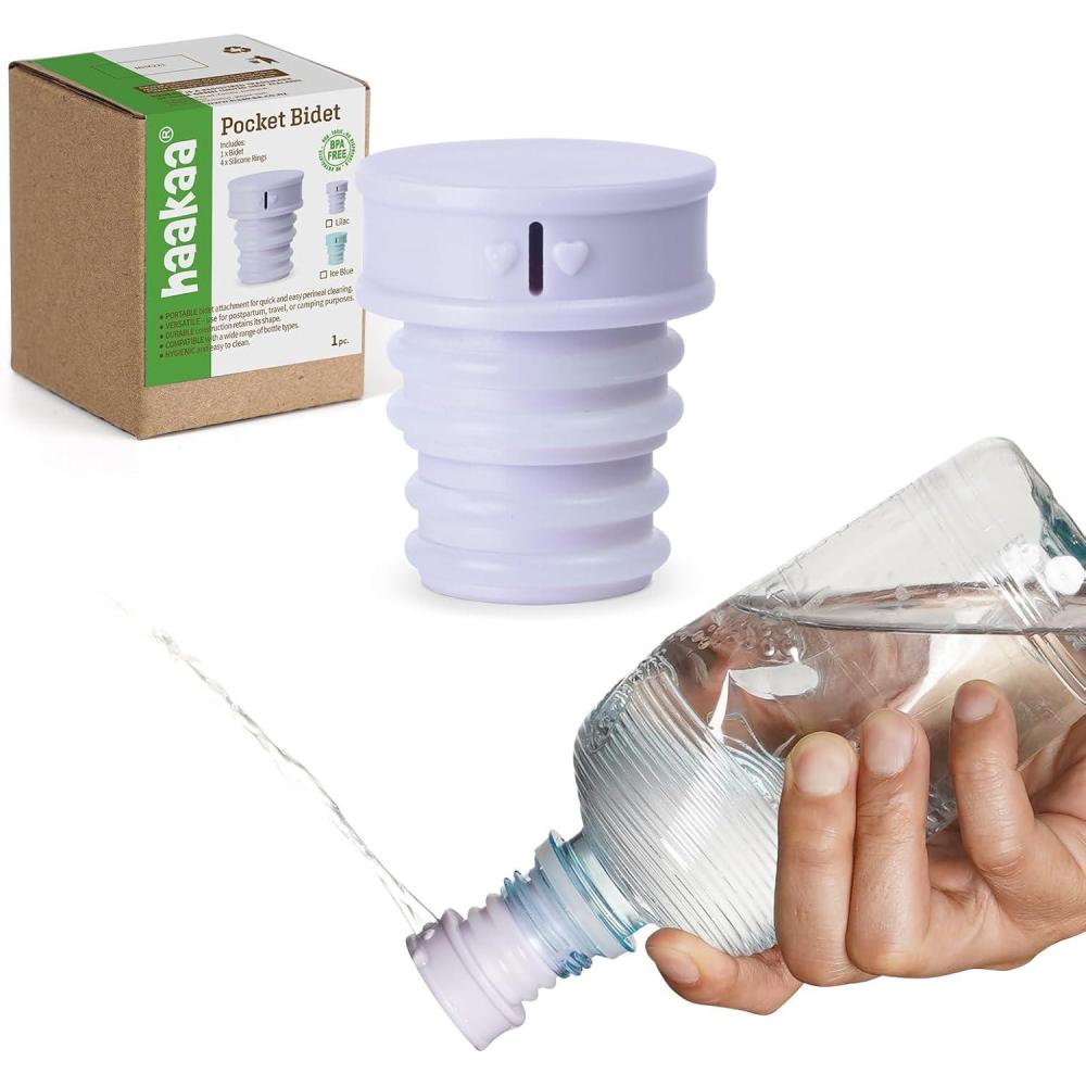 image:imageHaakaa Portable Bidet for Travel Camping or Backpacking Handheld Bidet for Women amp Men Postpartum Care amp Recovery Sprayer for Moms Fits Most Plastic Water Bottles Ice BlueLilac