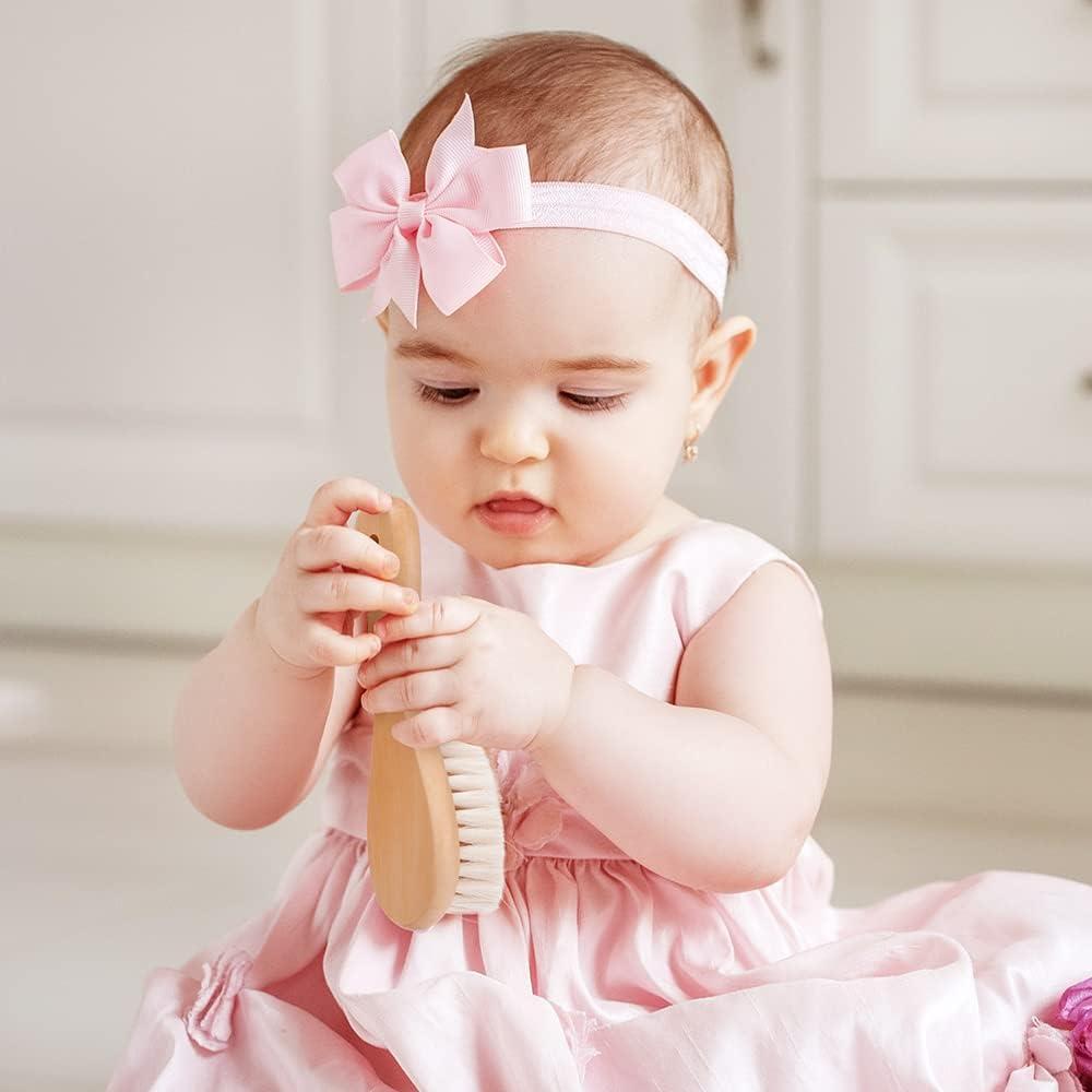 image:imagehaakaa Baby Hair Brush and Comb Set for Newborns amp Toddlers Natural Soft Wool Bristles and Wooden Handle Gently Grooms Babys Hair Ideal for Cradle Cap Perfect Baby Gift 2pk