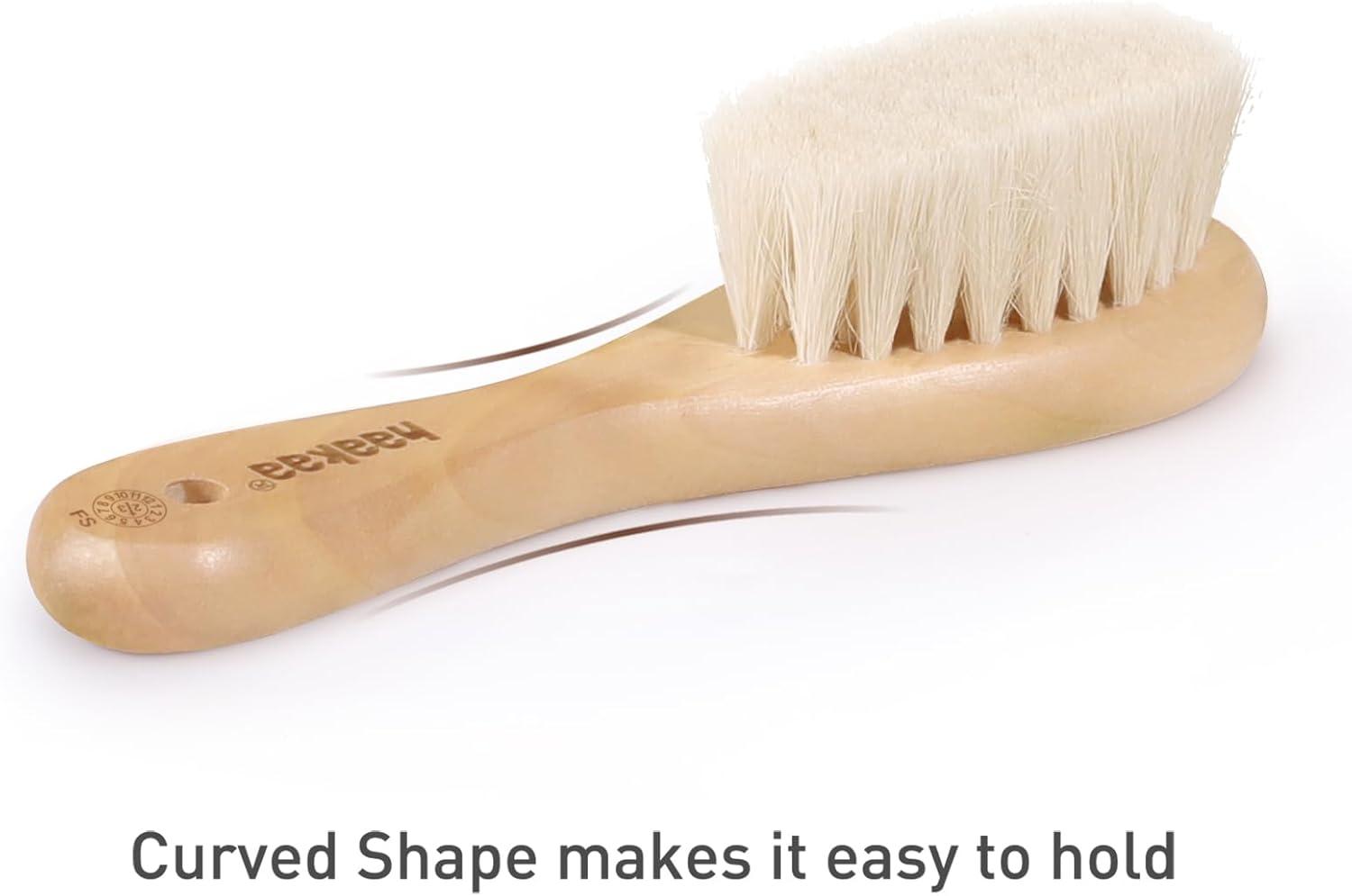 image:imagehaakaa Baby Hair Brush and Comb Set for Newborns amp Toddlers Natural Soft Wool Bristles and Wooden Handle Gently Grooms Babys Hair Ideal for Cradle Cap Perfect Baby Gift 2pk