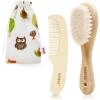 image:imagehaakaa Baby Hair Brush and Comb Set for Newborns amp Toddlers  Natural Soft Wool Bristles and Wooden Handle Gently Grooms Babys Hair Ideal for Cradle Cap Perfect Baby Gift 2pk