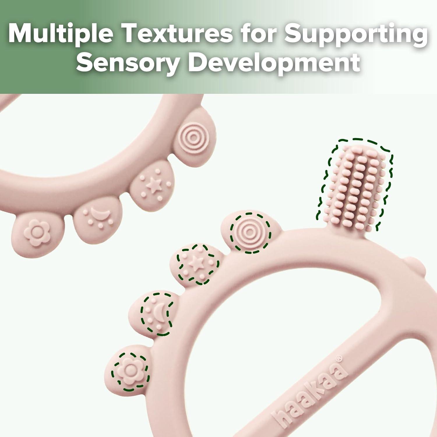 image:imageHaakaa Silicone Crab Baby TeetherTeething Toys360 Baby Toothbrush Head for Infant SelfBrushing TrainingFoodGrade SiliconePea GreenBlush