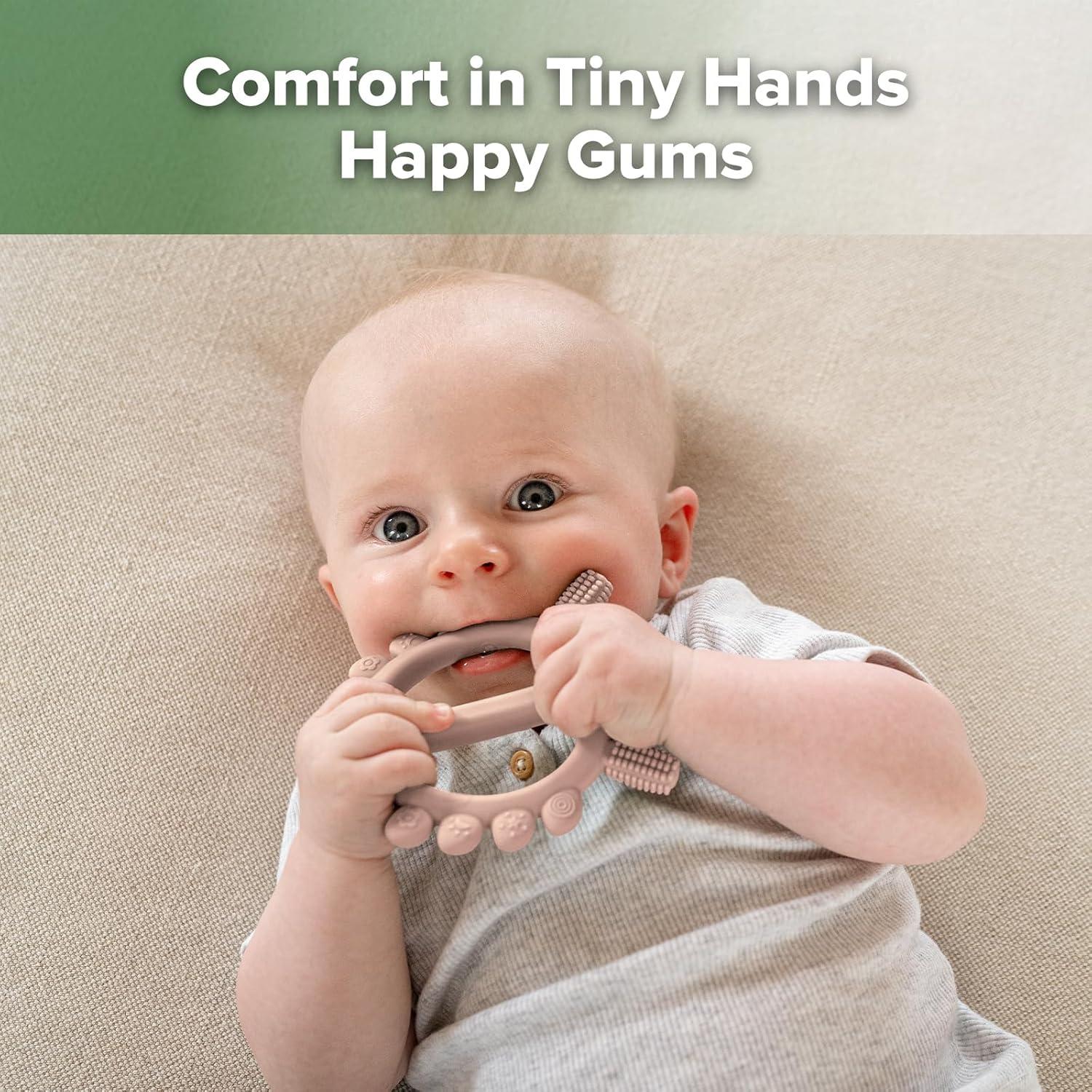 image:imageHaakaa Silicone Crab Baby TeetherTeething Toys360 Baby Toothbrush Head for Infant SelfBrushing TrainingFoodGrade SiliconePea GreenBlush