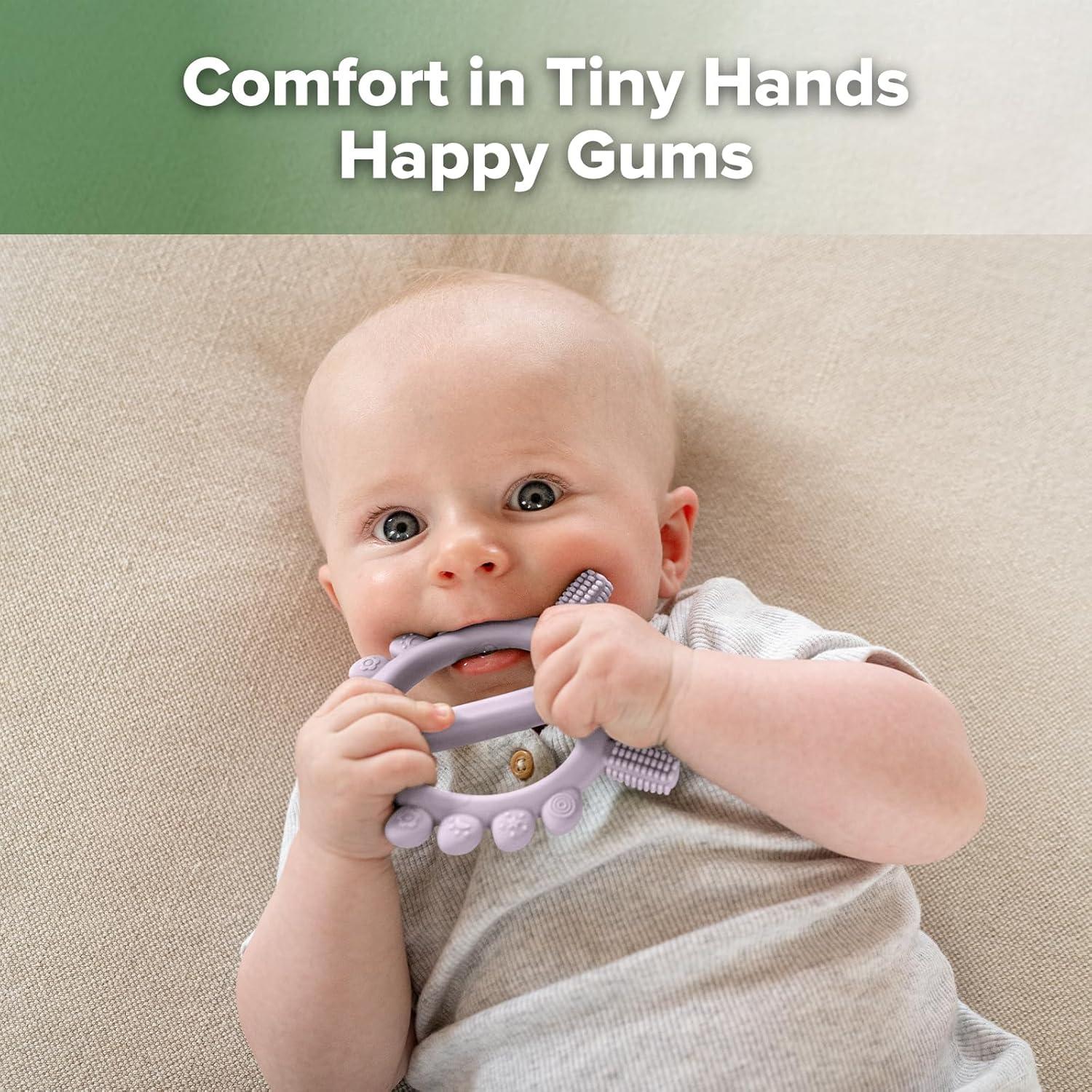 image:imageHaakaa Silicone Crab Baby TeetherTeething Toys360 Baby Toothbrush Head for Infant SelfBrushing TrainingFoodGrade SiliconePea GreenLavender
