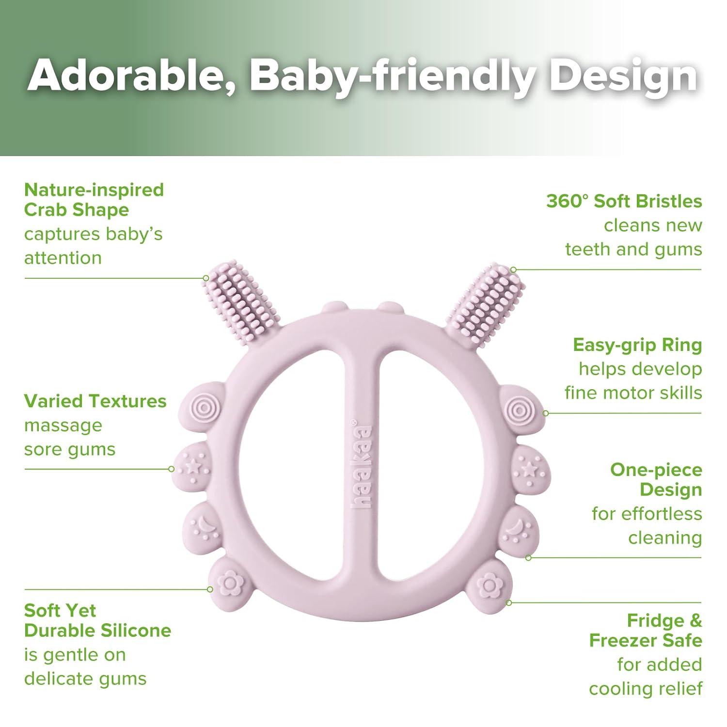 image:imageHaakaa Silicone Crab Baby TeetherTeething Toys360 Baby Toothbrush Head for Infant SelfBrushing TrainingFoodGrade SiliconePea GreenLavender