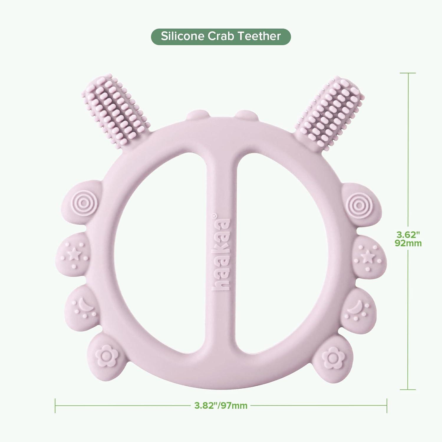 image:imageHaakaa Silicone Crab Baby TeetherTeething Toys360 Baby Toothbrush Head for Infant SelfBrushing TrainingFoodGrade SiliconePea GreenLavender