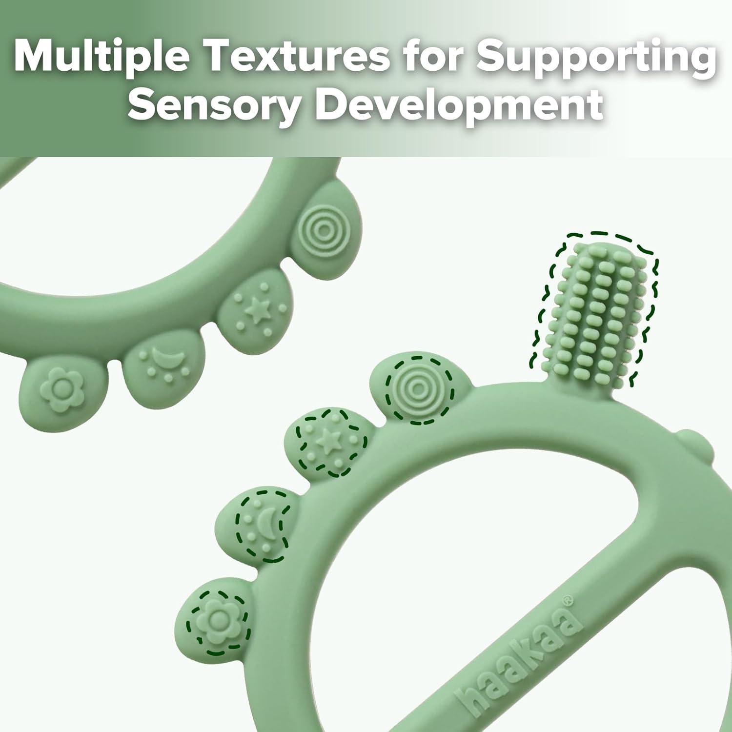 image:imageHaakaa Silicone Crab Baby TeetherTeething Toys360 Baby Toothbrush Head for Infant SelfBrushing TrainingFoodGrade SiliconePea GreenPea Green