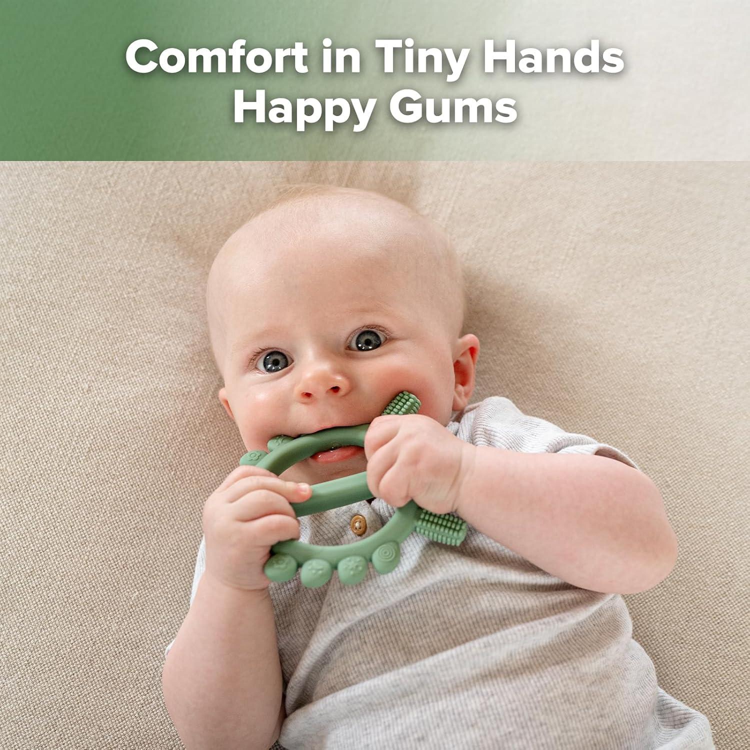 image:imageHaakaa Silicone Crab Baby TeetherTeething Toys360 Baby Toothbrush Head for Infant SelfBrushing TrainingFoodGrade SiliconePea GreenPea Green