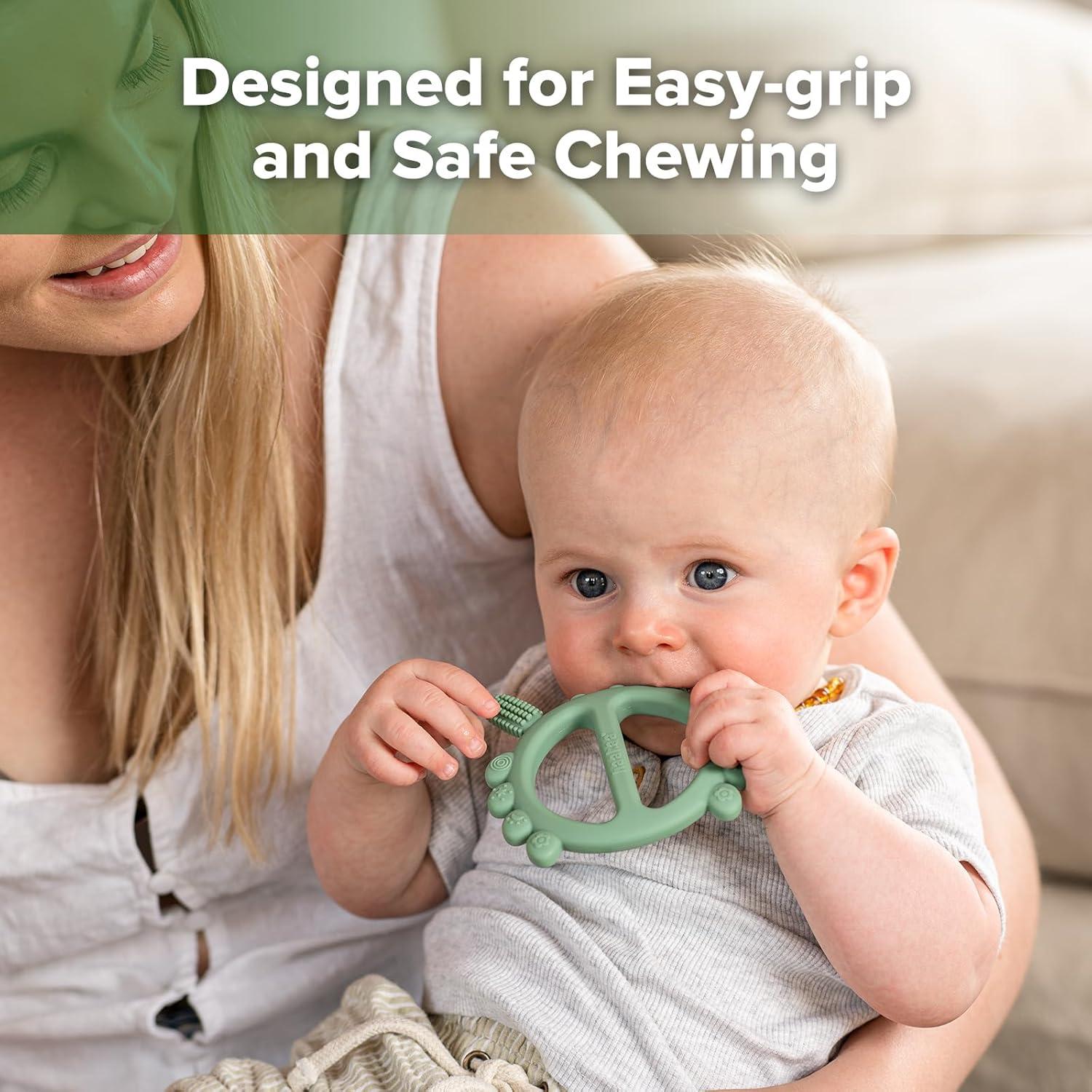 image:imageHaakaa Silicone Crab Baby TeetherTeething Toys360 Baby Toothbrush Head for Infant SelfBrushing TrainingFoodGrade SiliconePea GreenPea Green