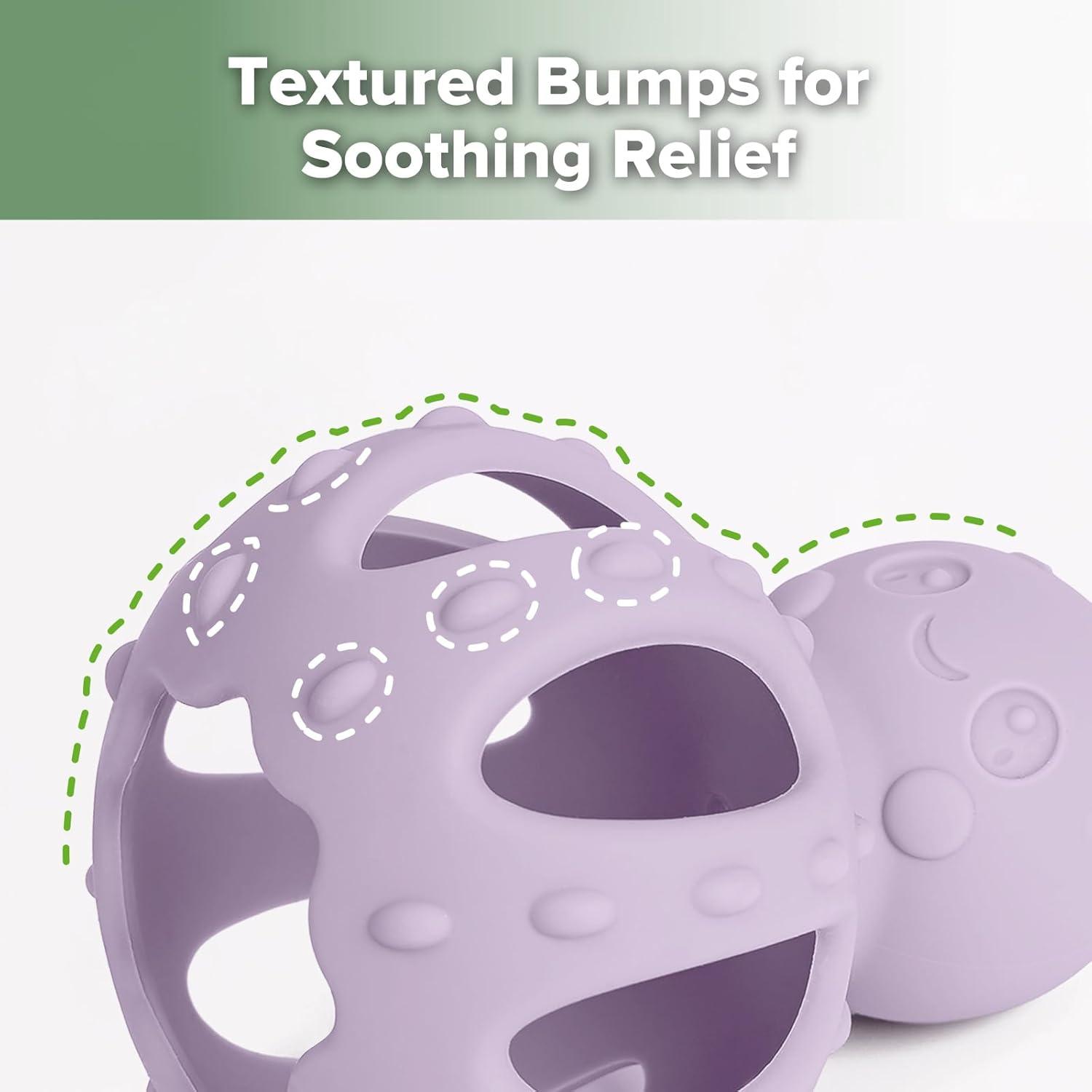image:imagehaakaa 2in1 Baby Teething ToyOctopus Teether with Gentle RattleSoft Textured Teether for Sore GumsEasy to Grasp Sensory Toy for Babies 3MPea GreenLavender