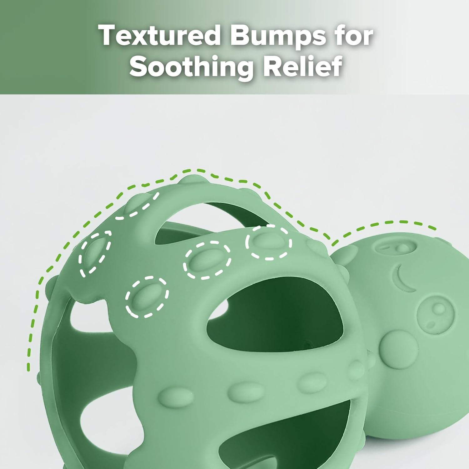 image:imagehaakaa 2in1 Baby Teething ToyOctopus Teether with Gentle RattleSoft Textured Teether for Sore GumsEasy to Grasp Sensory Toy for Babies 3MPea GreenPea Green