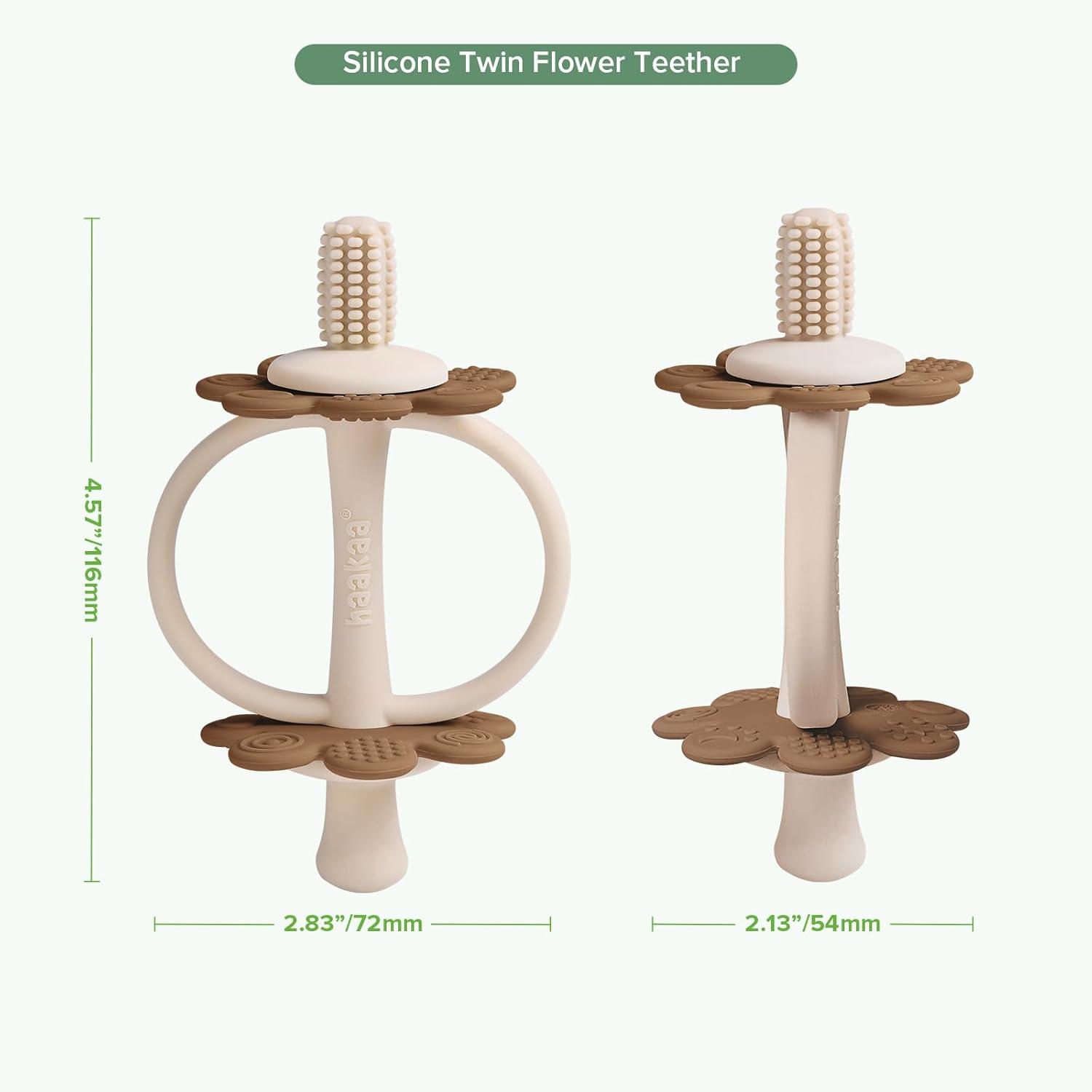 image:imagehaakaa Silicone Teething ToyNippleShaped End for Gum Massage360 Baby Toothbrush Head for SelfBrushing TrainingEasy to GripSteel BlueCocoa