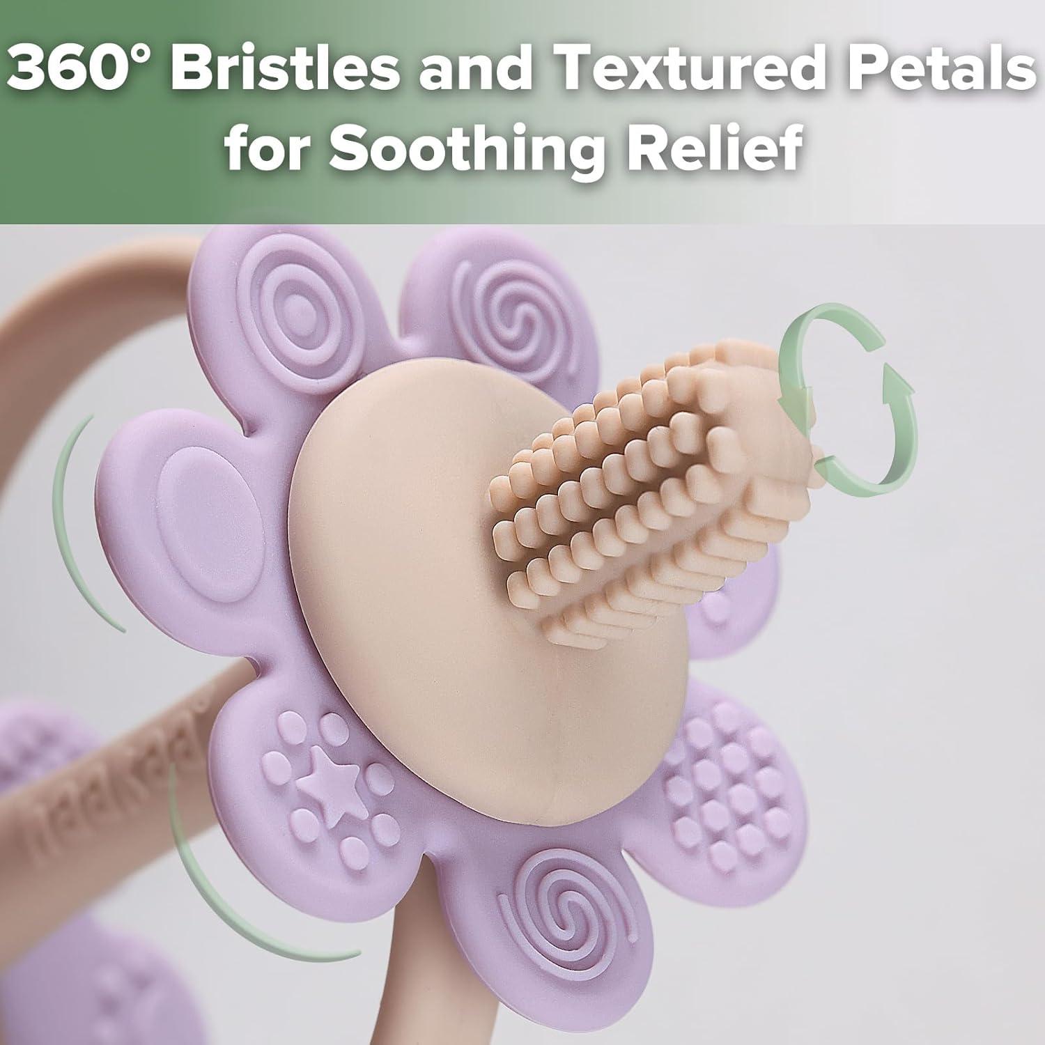 image:imagehaakaa Silicone Teething ToyNippleShaped End for Gum Massage360 Baby Toothbrush Head for SelfBrushing TrainingEasy to GripSteel BlueLavender