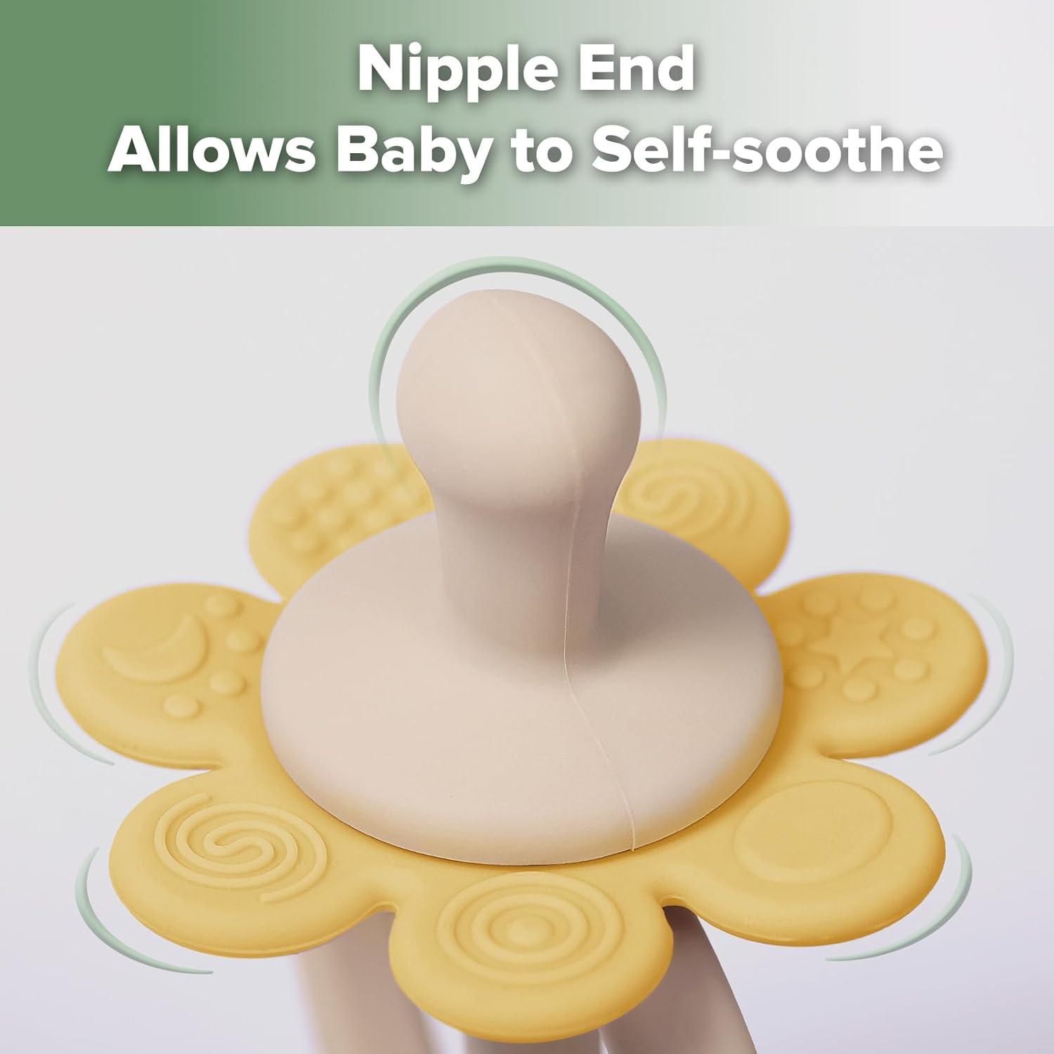 image:imagehaakaa Silicone Teething ToyNippleShaped End for Gum Massage360 Baby Toothbrush Head for SelfBrushing TrainingEasy to GripSteel BlueMango