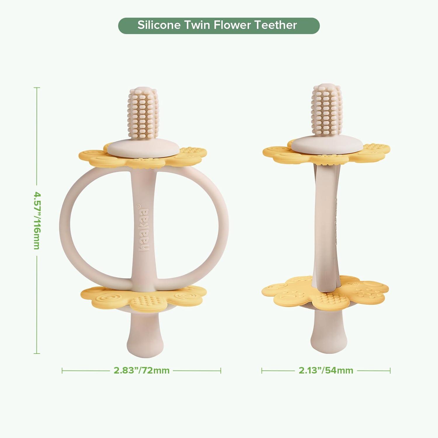 image:imagehaakaa Silicone Teething ToyNippleShaped End for Gum Massage360 Baby Toothbrush Head for SelfBrushing TrainingEasy to GripSteel BlueMango