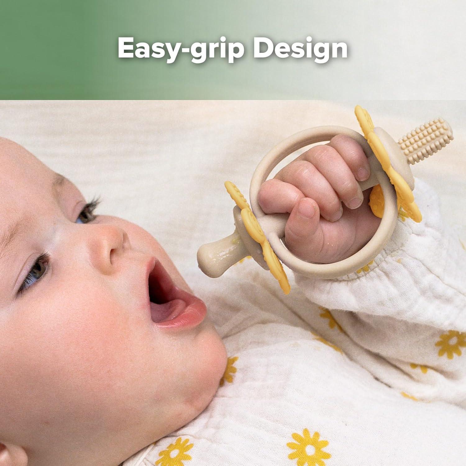 image:imagehaakaa Silicone Teething ToyNippleShaped End for Gum Massage360 Baby Toothbrush Head for SelfBrushing TrainingEasy to GripSteel BlueMango