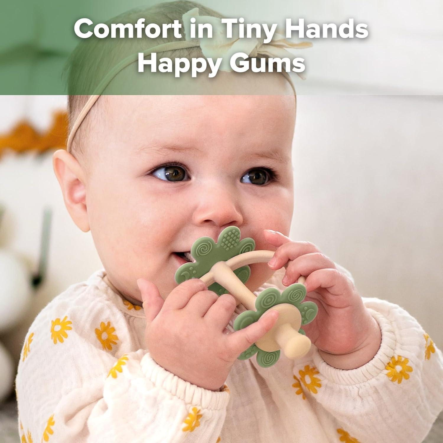 image:imagehaakaa Silicone Teething ToyNippleShaped End for Gum Massage360 Baby Toothbrush Head for SelfBrushing TrainingEasy to GripSteel BluePea Green