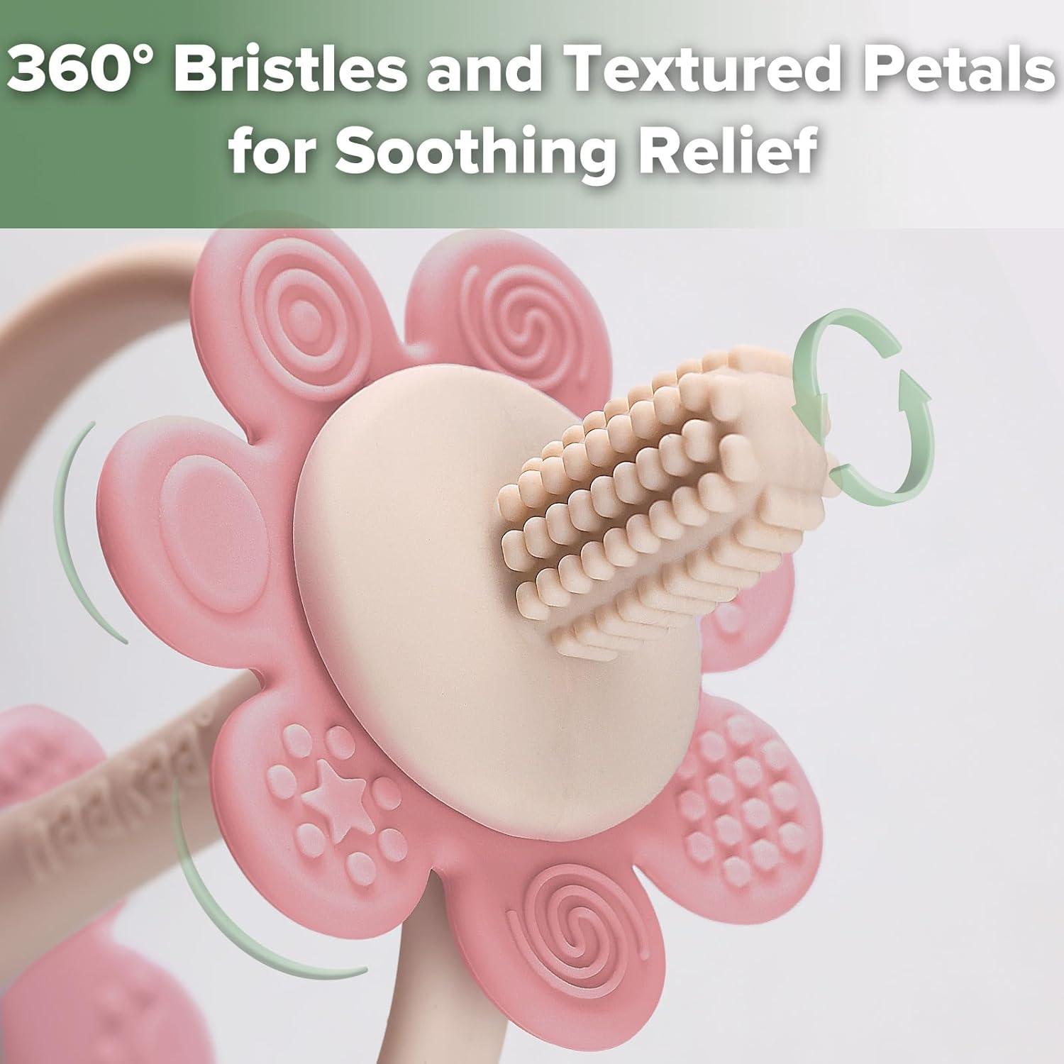 image:imagehaakaa Silicone Teething ToyNippleShaped End for Gum Massage360 Baby Toothbrush Head for SelfBrushing TrainingEasy to GripSteel BlueRosehip