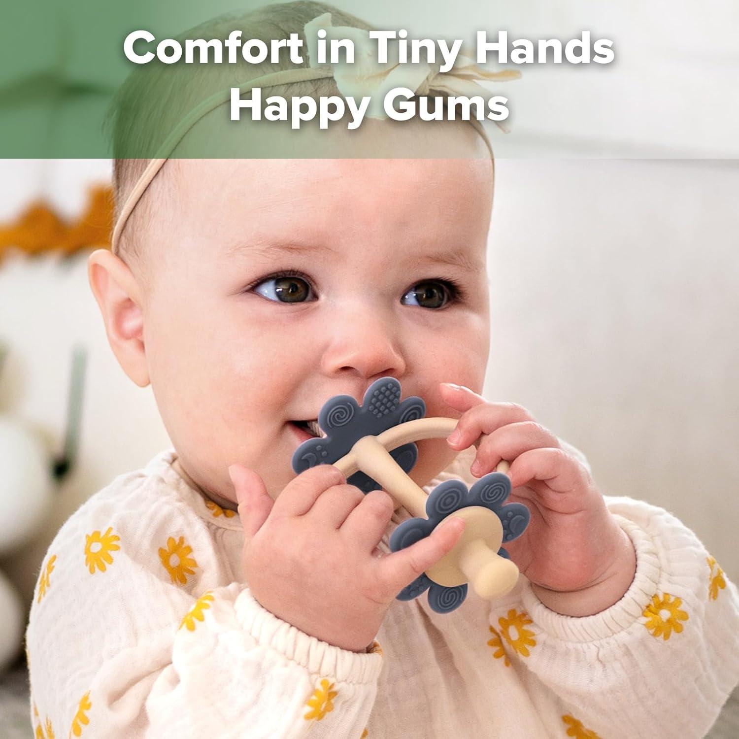 image:imagehaakaa Silicone Teething ToyNippleShaped End for Gum Massage360 Baby Toothbrush Head for SelfBrushing TrainingEasy to GripSteel BlueSteel Blue