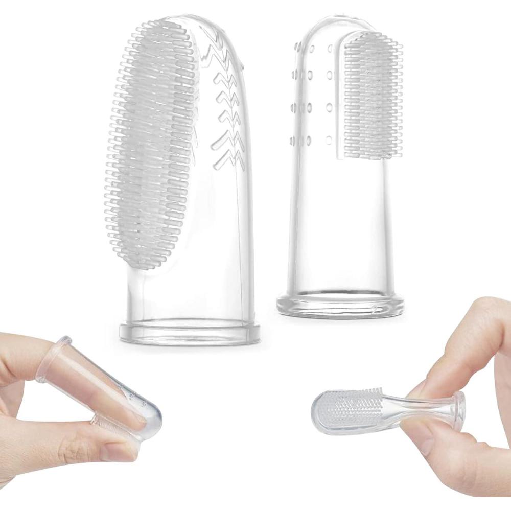image:imagehaakaa Silicone Baby Finger Toothbrush Set 360 Bristle for Baby Oral Gum Cleaning Baby Teething Training Newborn Oral Massager BPA Free2PK  0mBabies  Clear