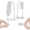 image:imagehaakaa Silicone Baby Finger Toothbrush Set 360 Bristle for Baby Oral Gum Cleaning Baby Teething Training Newborn Oral Massager BPA Free2PK  0mBabies  Clear