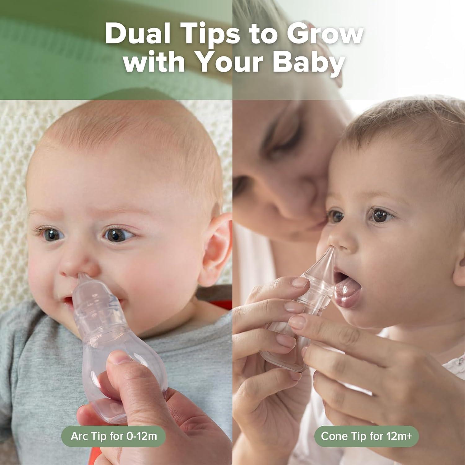 image:imageHaakaa Silicone Baby Nasal Aspirator Nose Bulb Syringe EasySqueezy Baby Nose Cleaner Newborn Infant ampToddler BPA Free Silicone2 Tips