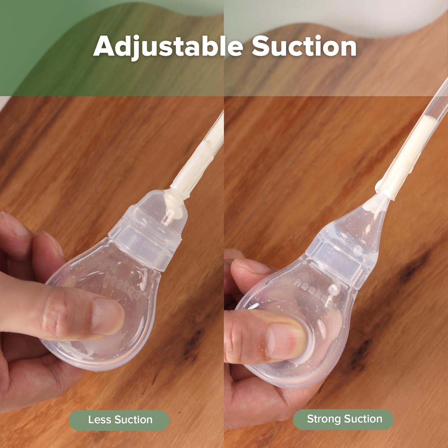 image:imageHaakaa Silicone Baby Nasal Aspirator Nose Bulb Syringe EasySqueezy Baby Nose Cleaner Newborn Infant ampToddler BPA Free Silicone2 Tips