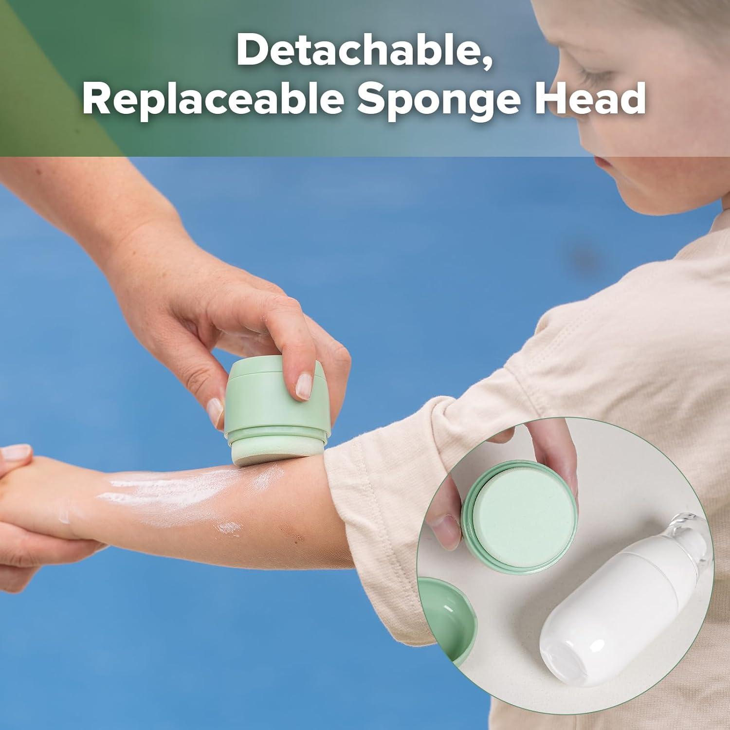 image:imageHaakaa Sunscreen Applicator 2in1 Refillable Sunscreen Dispenser amp Applicator for Kids with Soft Sponge Head Leakproof Travel Sunblock Applicator 17 oz 2 Base2 base