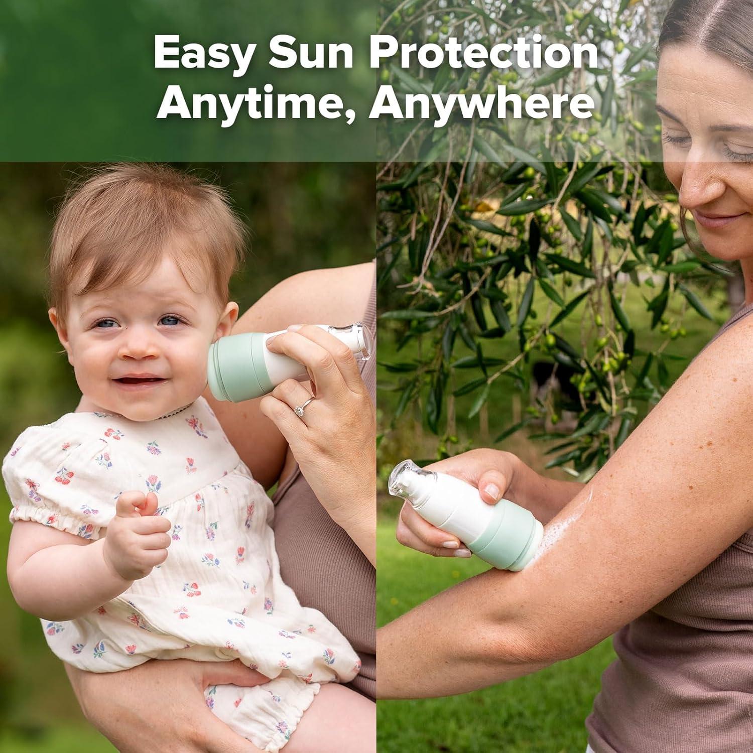 image:imageHaakaa Sunscreen Applicator 2in1 Refillable Sunscreen Dispenser amp Applicator for Kids with Soft Sponge Head Leakproof Travel Sunblock Applicator 17 oz 2 Base2 base