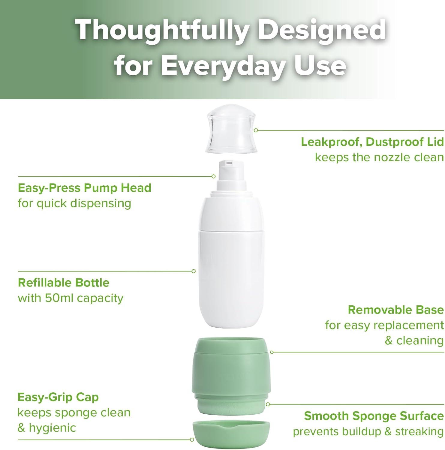 image:imageHaakaa Sunscreen Applicator 2in1 Refillable Sunscreen Dispenser amp Applicator for Kids with Soft Sponge Head Leakproof Travel Sunblock Applicator 17 oz 2 Base2 base