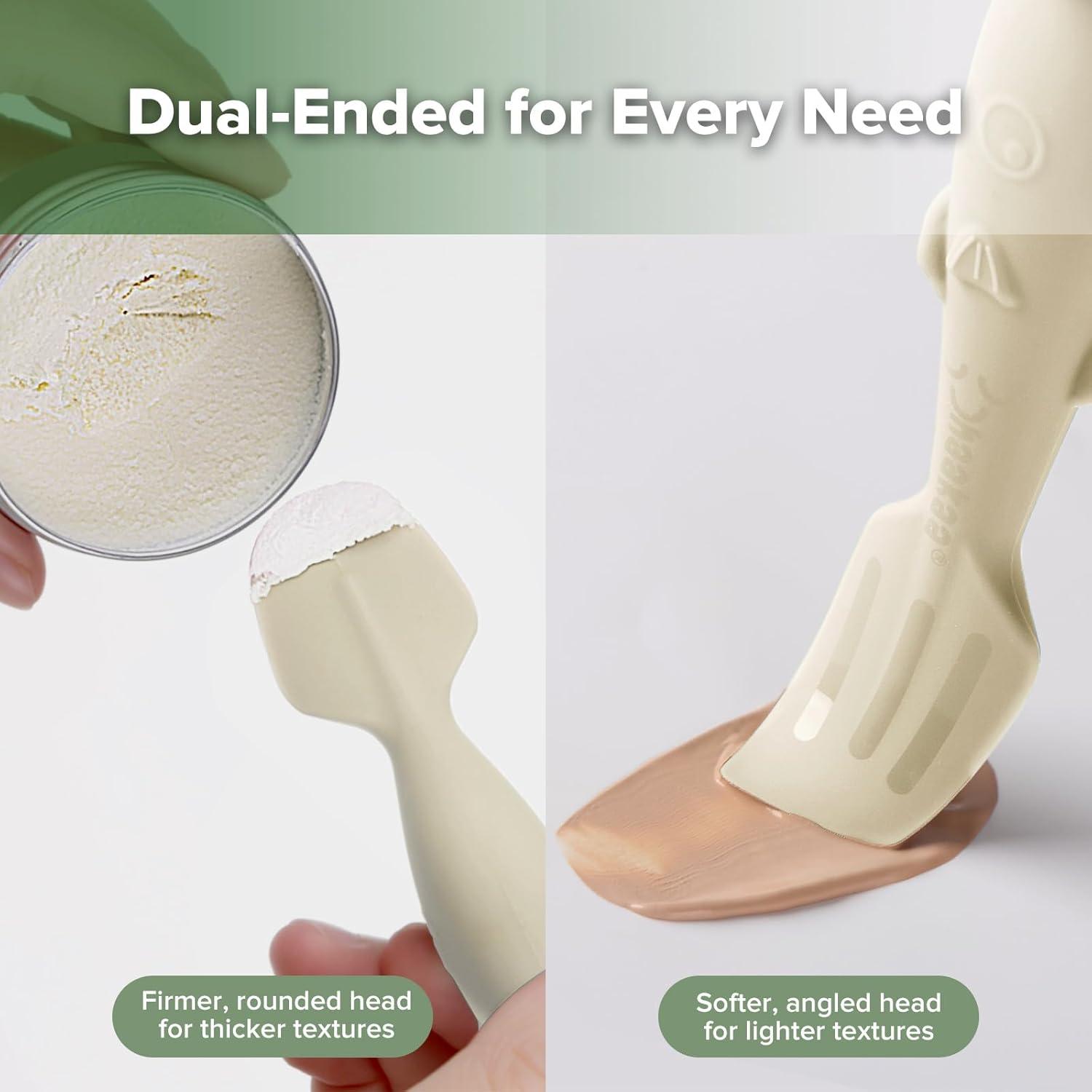 image:imagehaakaa Baby Diaper Cream Spatula Messfree Silicone Diaper Rash Cream Applicator with Carrying Case Diaper Cream Brush for Baby Pea GreenBeige