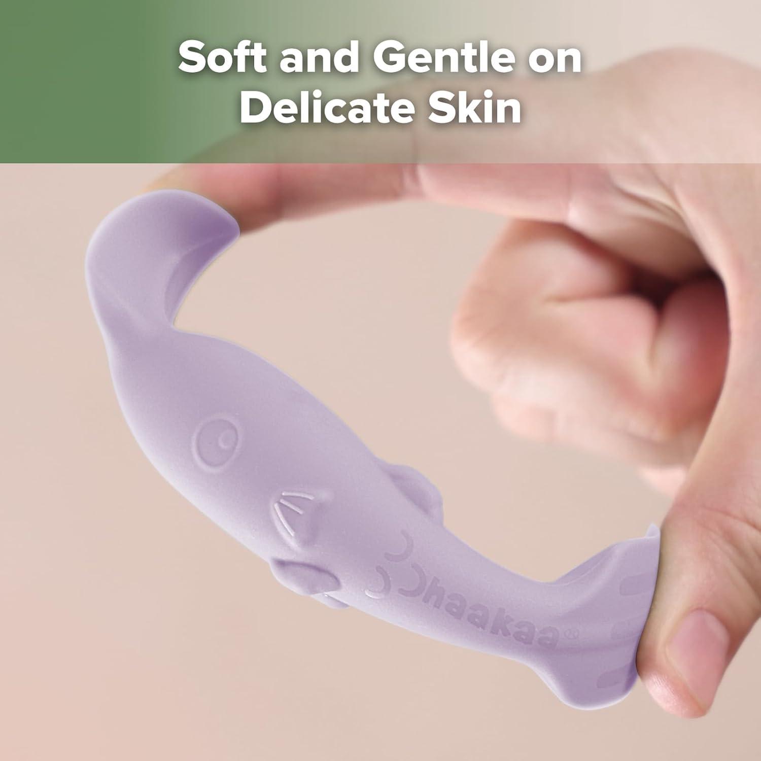 image:imagehaakaa Baby Diaper Cream Spatula Messfree Silicone Diaper Rash Cream Applicator with Carrying Case Diaper Cream Brush for Baby Pea GreenLavender