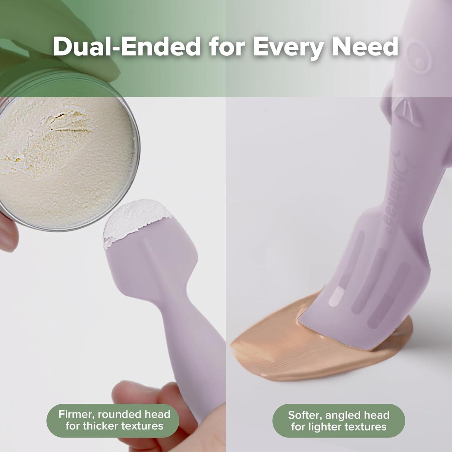 image:imagehaakaa Baby Diaper Cream Spatula Messfree Silicone Diaper Rash Cream Applicator with Carrying Case Diaper Cream Brush for Baby Pea GreenLavender