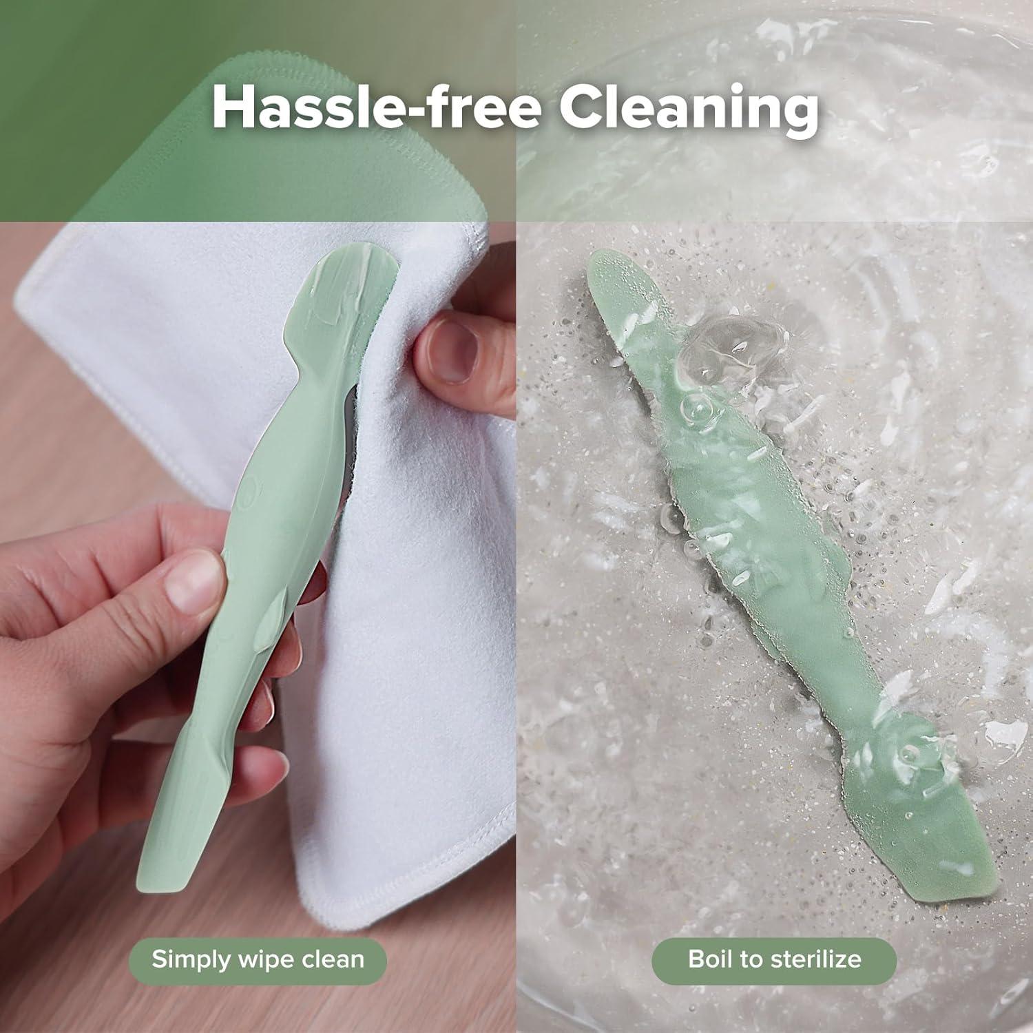 image:imagehaakaa Baby Diaper Cream Spatula Messfree Silicone Diaper Rash Cream Applicator with Carrying Case Diaper Cream Brush for Baby Pea GreenPastel Green
