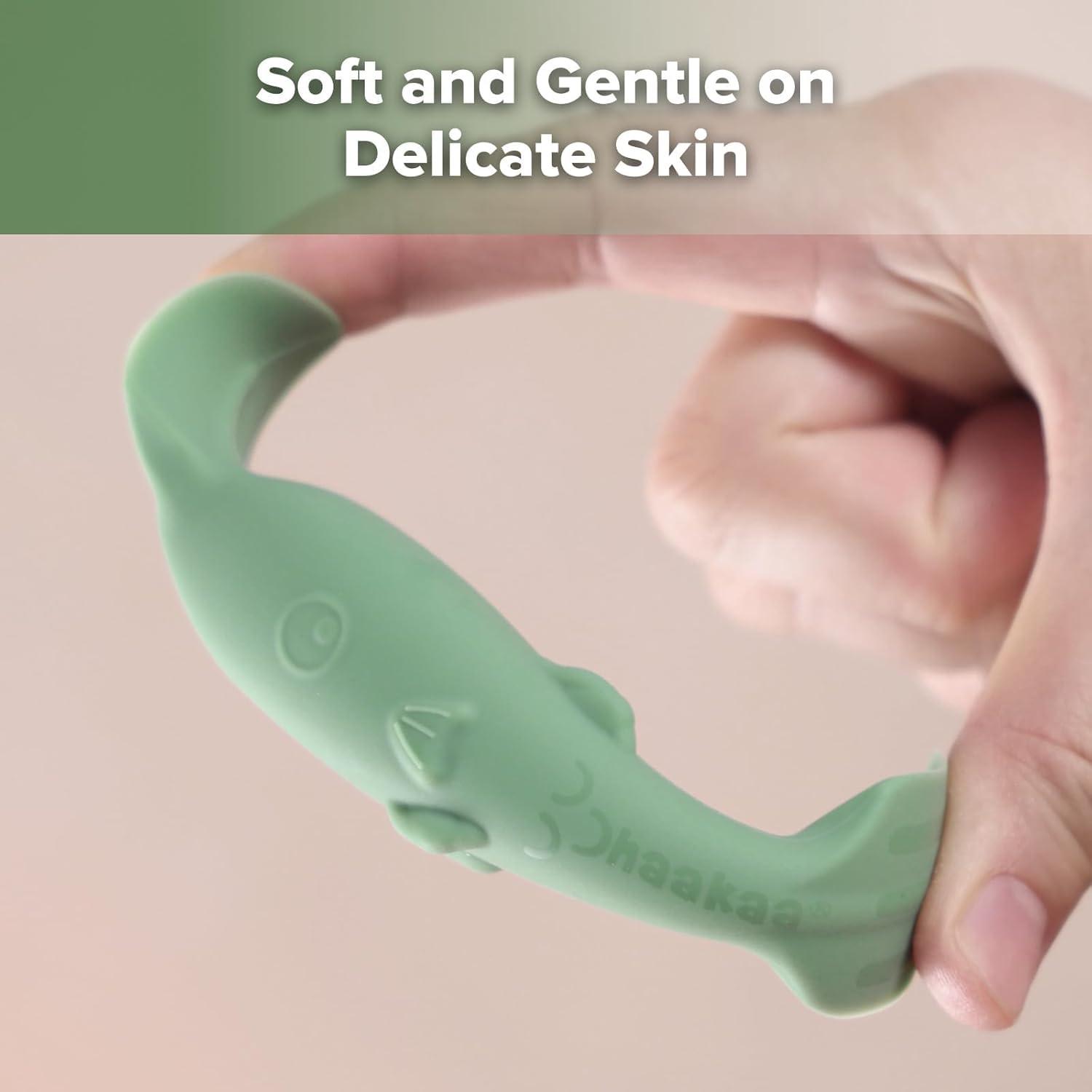 image:imagehaakaa Baby Diaper Cream Spatula Messfree Silicone Diaper Rash Cream Applicator with Carrying Case Diaper Cream Brush for Baby Pea GreenPea Green